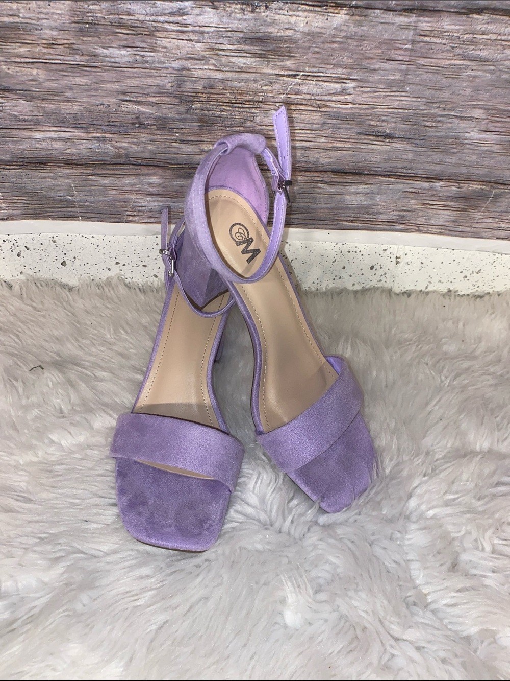 Chelsea Moreland Womens Lavender Suede Ankle-Strap Heels